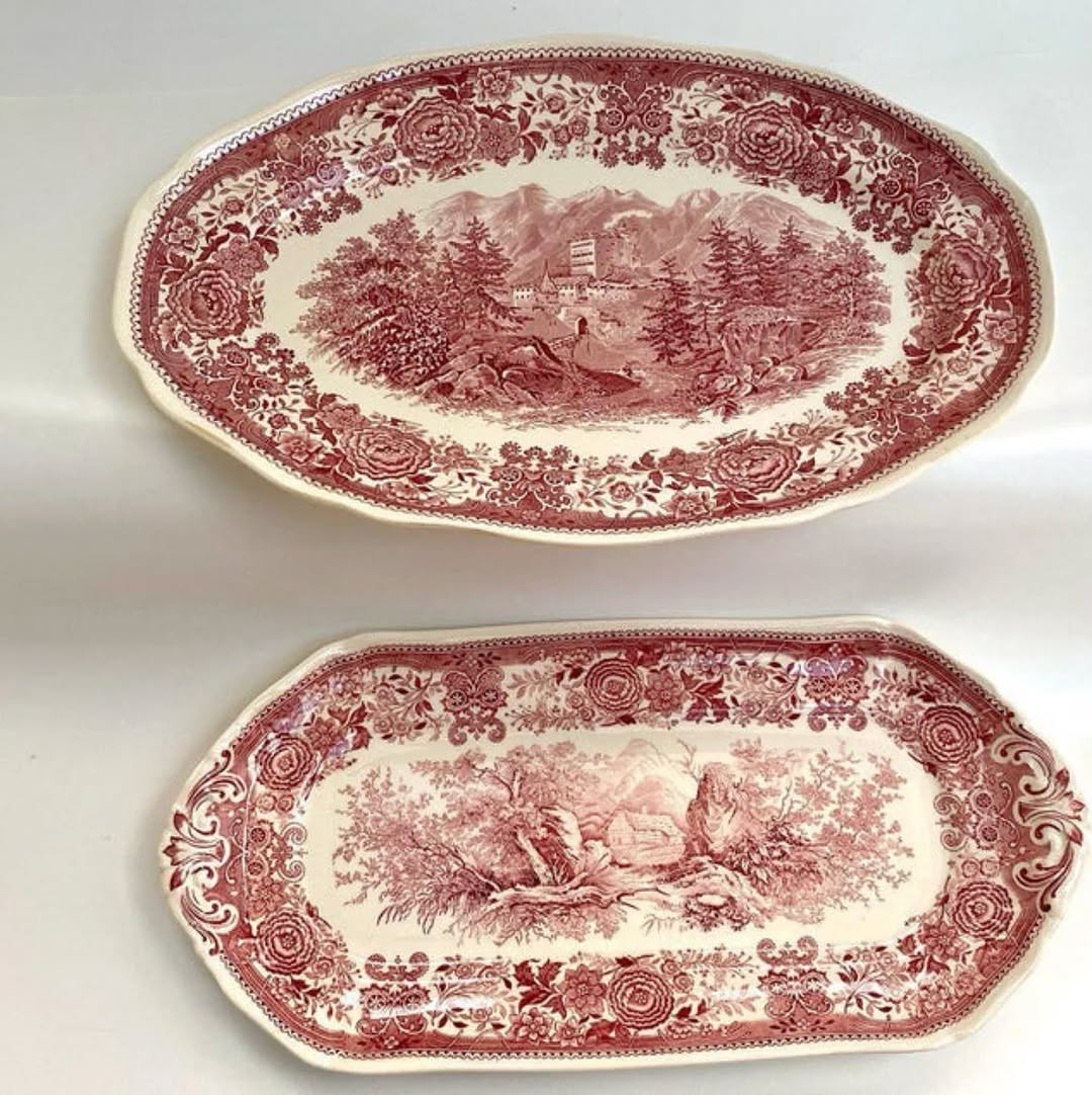 Villeroy & Boch Burgenland Red Dinner Service Coffee/Tea Set Large Serving Set with Stamp Villeroy