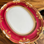 Spode Lancaster crimson 22k gold 12 serving dinnerware set. LANCASTER CRIMSON, R8952 c1899 and R8952 Spode has a rich history, oyalty in the U.K. and other countries. William Copeland also partnered with Spode II in 1797.