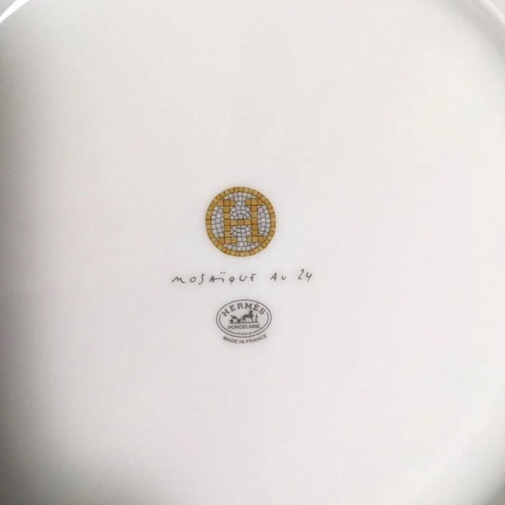 Hermes Dinner Plate Mosaique Au 24 Gold Dish Tableware 2 set Auth New Box 27.5 cm