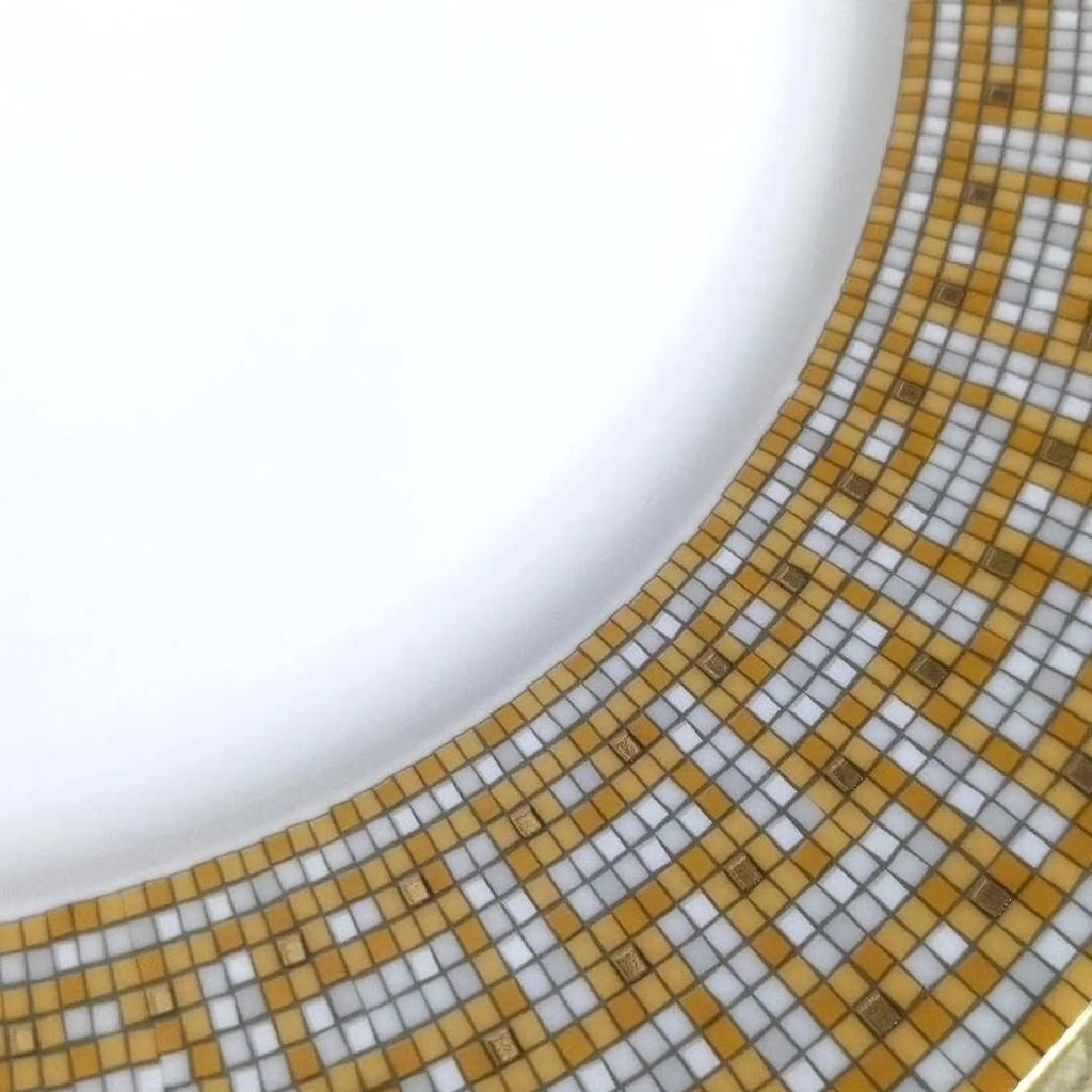 Hermes Dinner Plate Mosaique Au 24 Gold Dish Tableware 2 set Auth New Box 27.5 cm