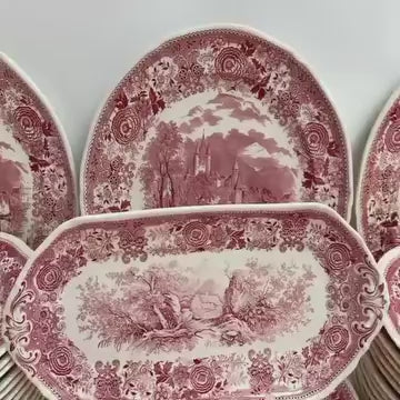 Villeroy & Boch Burgenland Red Dinner Service Coffee/Tea Set Large Serving Set with Stamp Villeroy