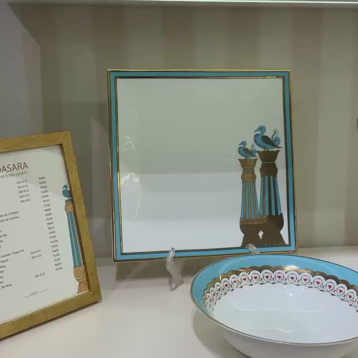 12 Dinner Plates, 12 Side Plates, 12 Dip Bowls, and 2 Serving Bowls